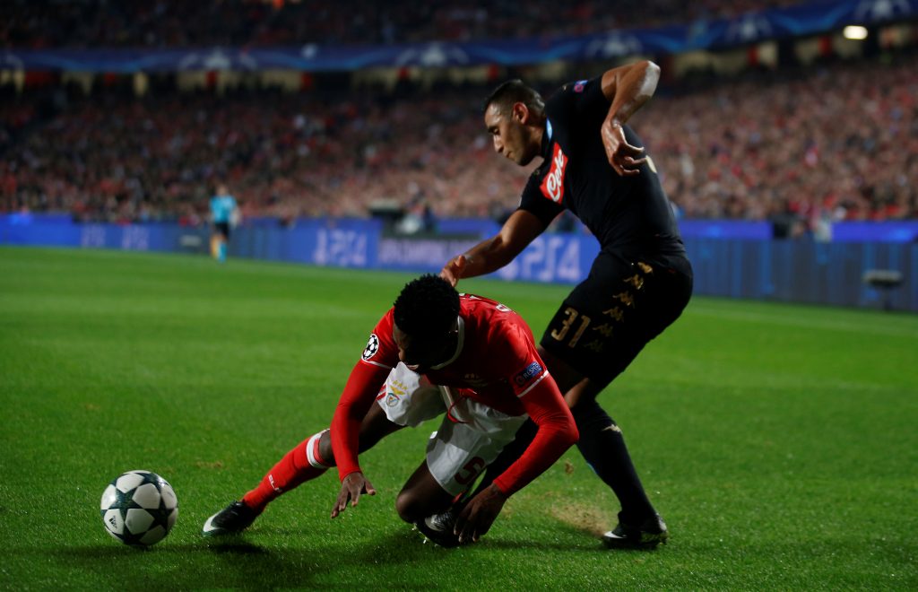 Nelson Semedo in action against Faouzi Ghoulam