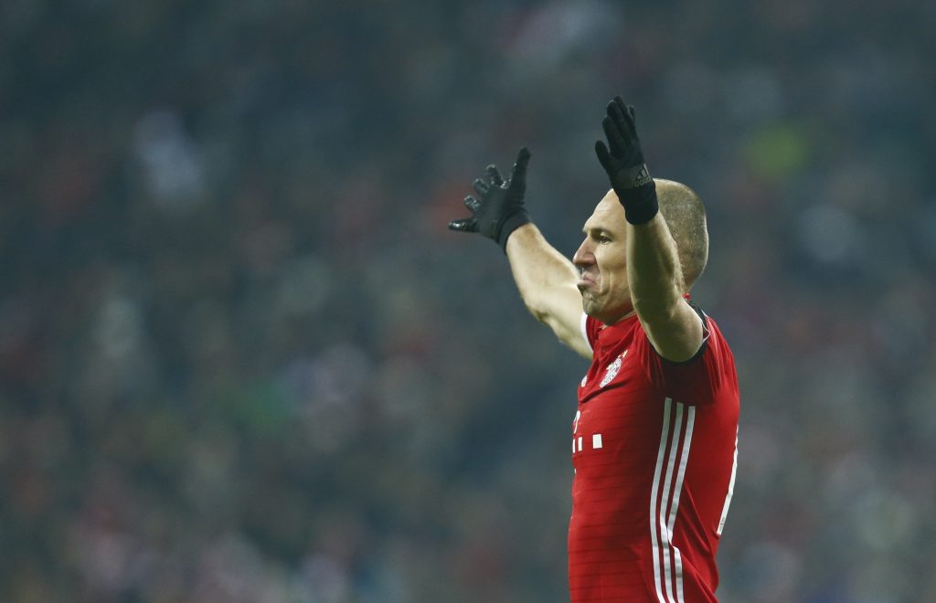 Arjen Robben reacts during the match.
