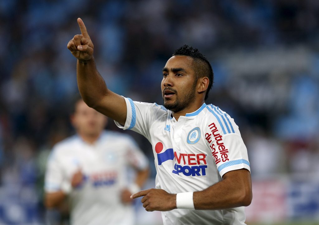 Olympique Marseille's Dimitri Payet celebrates after scoring a goal against Bastia.