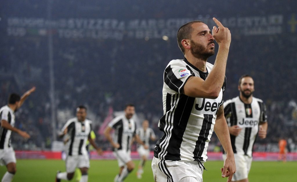 Leonardo Bonucci celebrates after scoring.