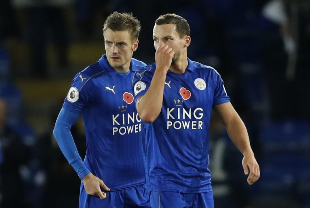 Jamie Vardy and Danny Drinkwater look dejected