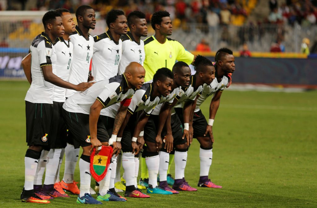 Ghana's players pose for a team picture before the game.