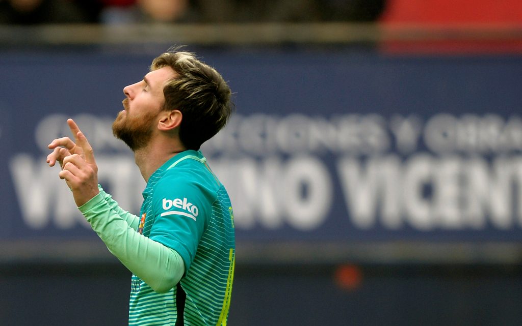 Lionel Messi celebrates a goal.