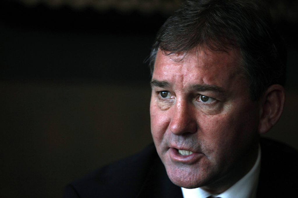 Former England captain Bryan Robson speaks during an interview.