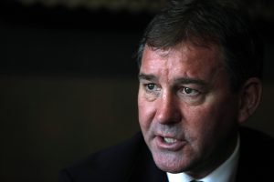 Former England captain Bryan Robson speaks during an interview.