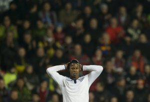 Lazio's Balde Diao Keita reacts.