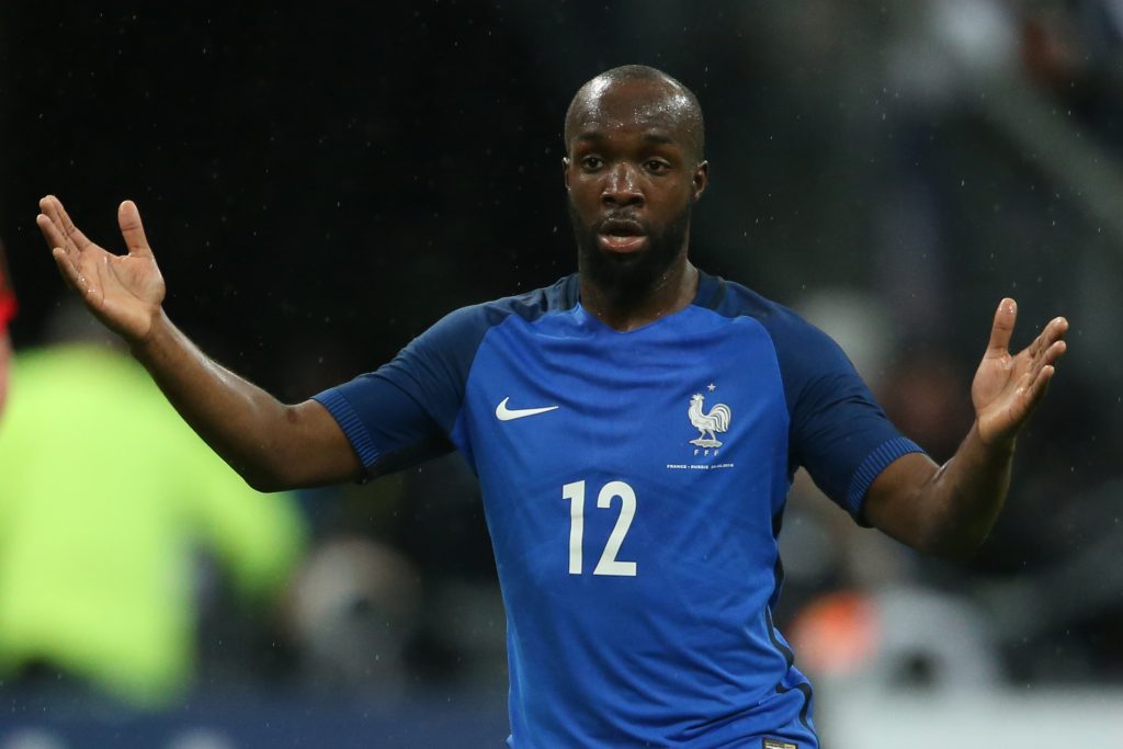 French soccer team player Lassana Diarra reacts.