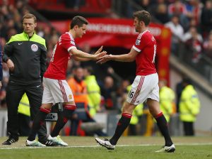 Ander Herrera comes on as a substitute for Michael Carrick.