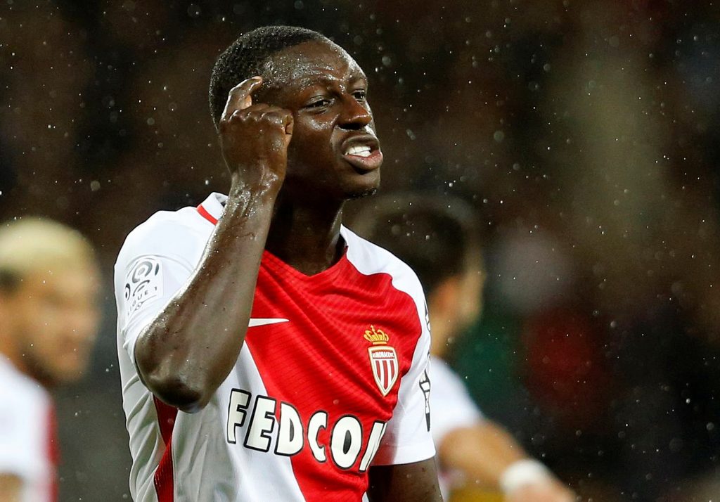 AS Monaco's Benjamin Mendy reacts.