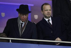 Manchester United director Sir Bobby Charlton and executive vice-chairman Ed Woodward before the match.