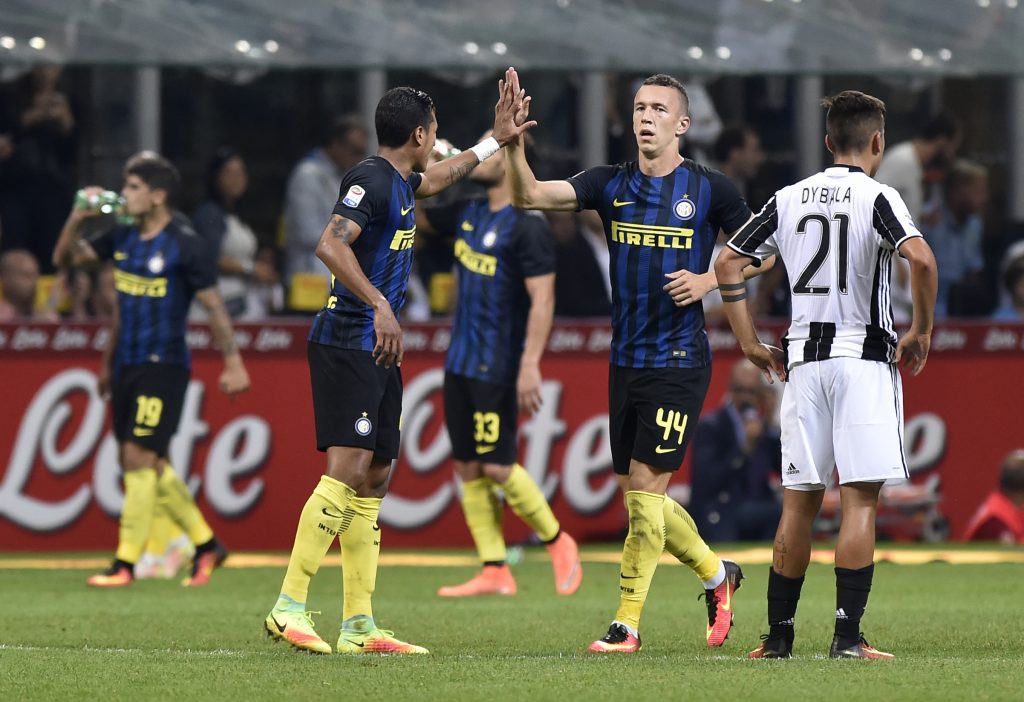 Inter Milan's Ivan Perisic celebrates scoring their second goal.