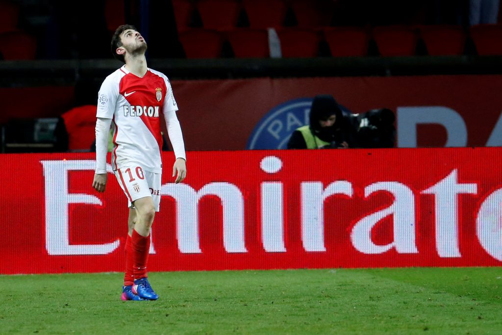 AS Monaco's Bernardo Silva celebrates.