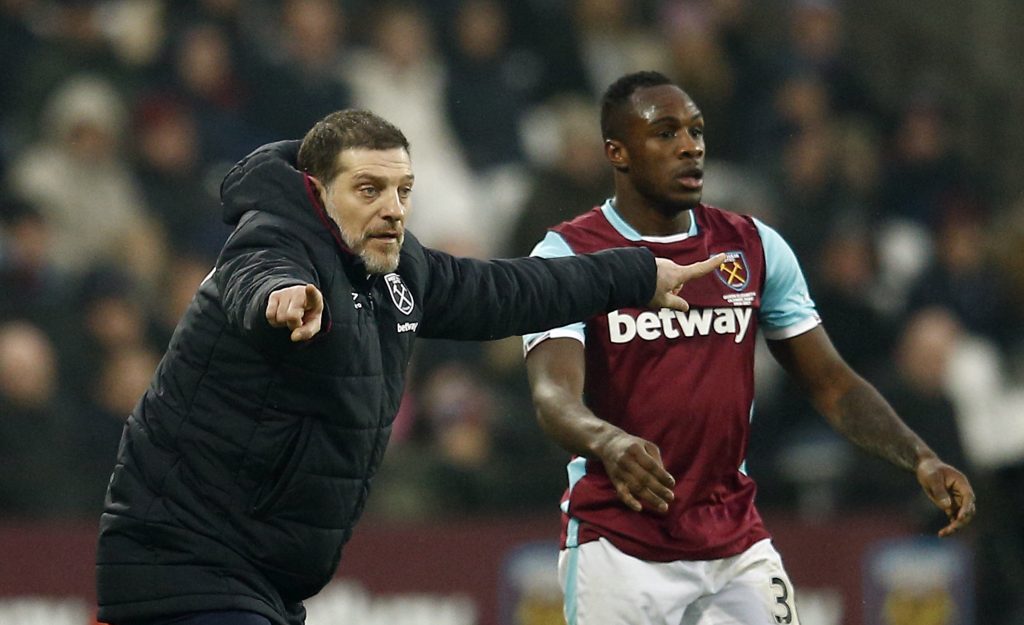 West Ham United manager Slaven Bilic and West Ham United's Michail Antonio.