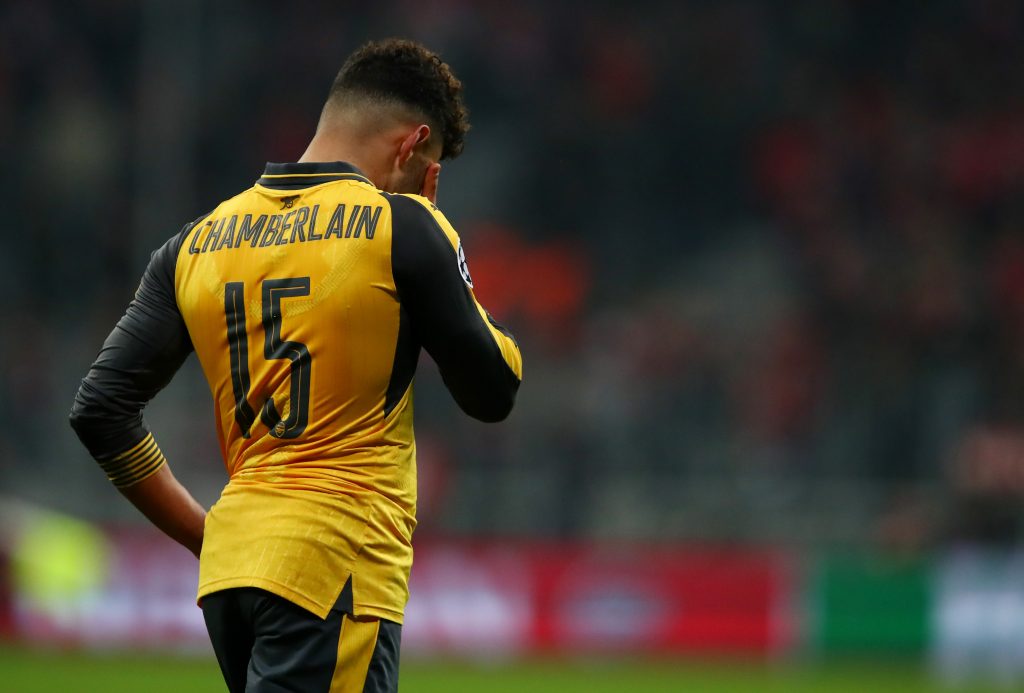 Arsenal's Alex Oxlade-Chamberlain looks dejected after the game.