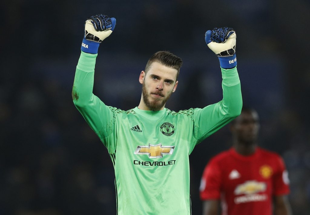 Manchester United's David De Gea celebrates after the game.