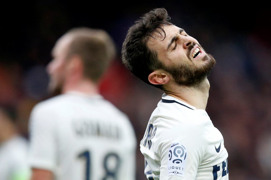 Monaco's Bernardo Silva reacts.