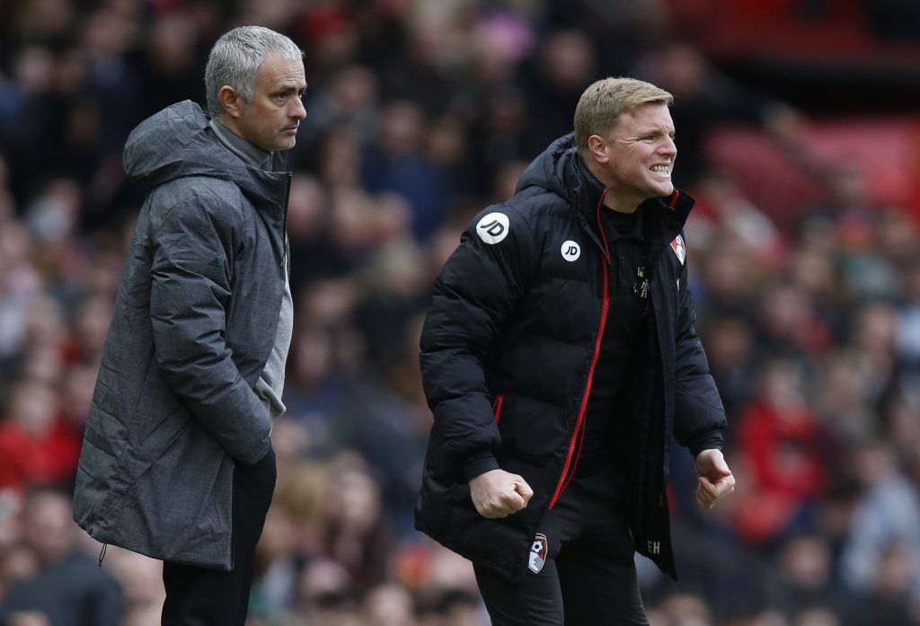 Manchester United manager Jose Mourinho and Bournemouth manager Eddie Howe.