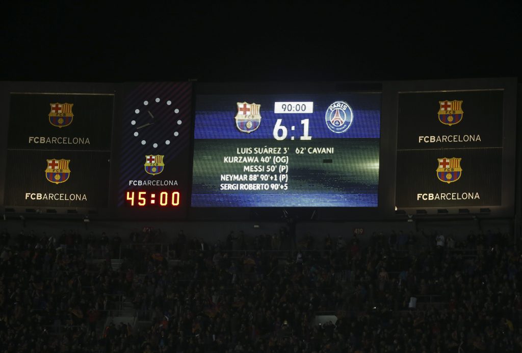 General view of the scoreboard at the end of the match.