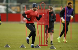 Luke Shaw during training.