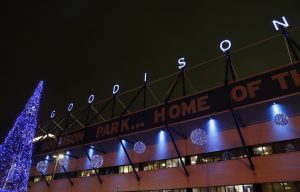 General view outside the stadium before the match.