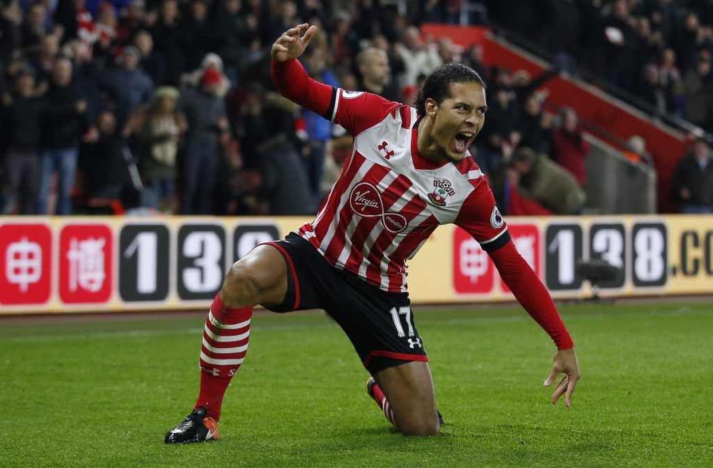 Southampton's Virgil van Dijk celebrates.