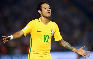 Brazil's Neymar celebrates his goal.