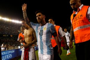 Argentina's Lionel Messi leaves the field after their match.