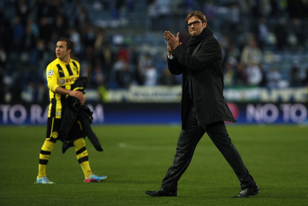 Borussia Dortmund's coach Jurgen Klopp and Mario Gotze.