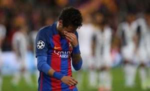 Barcelona's Neymar looks dejected after the match.