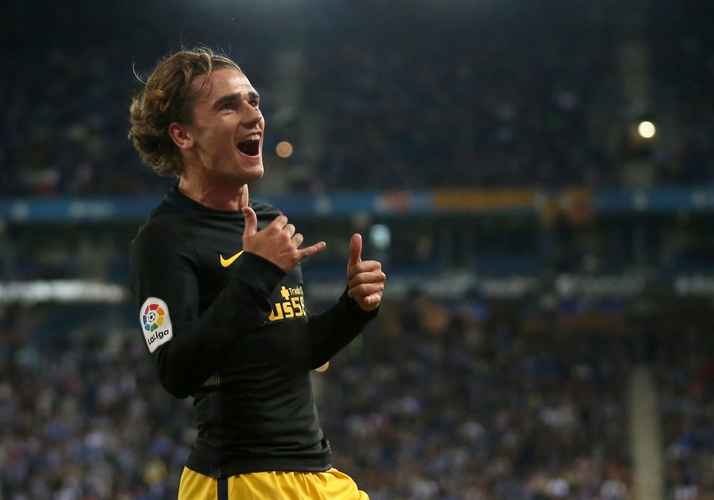 Atletico Madrid's Antoine Griezmann celebrates a goal.