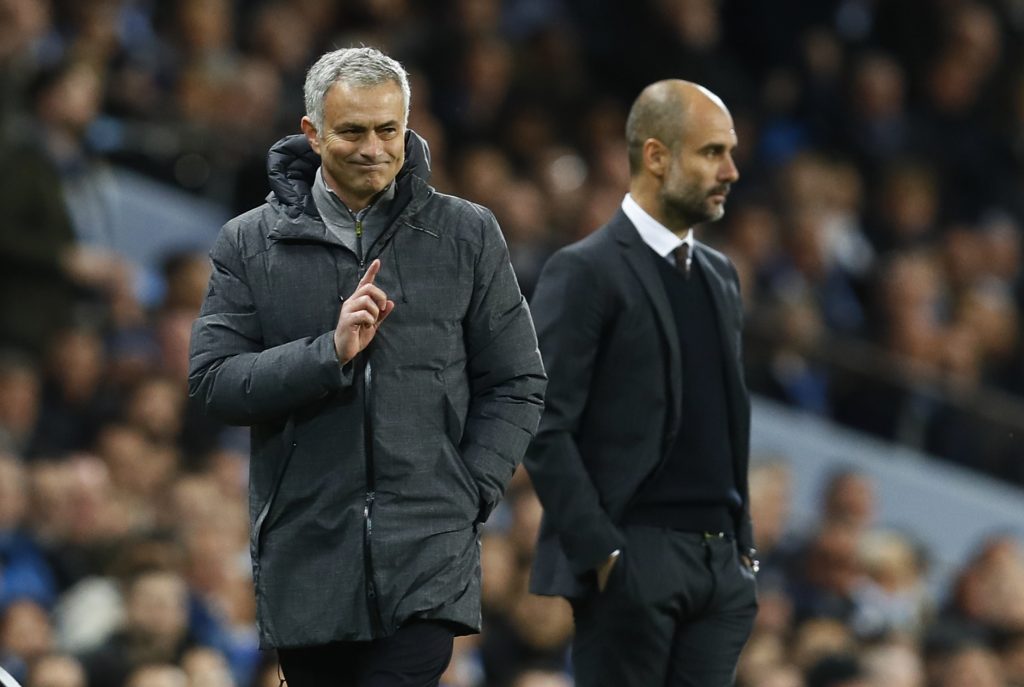 Manchester United manager Jose Mourinho and Manchester City manager Pep Guardiola.