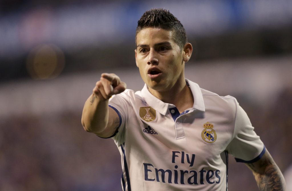 Real Madrid's James Rodriguez celebrates a goal.