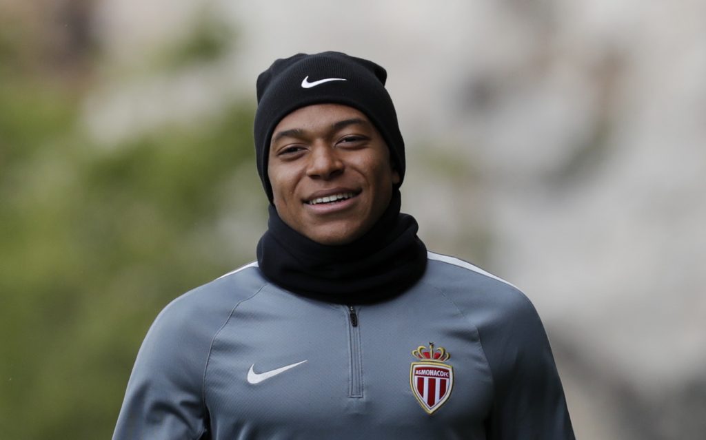 Monaco's Kylian Mbappe during training.