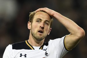 Tottenham's Harry Kane looks dejected.