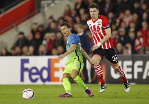 Inter Milan's Ivan Perisic in action with Southampton's Pierre-Emile Hojbjerg.