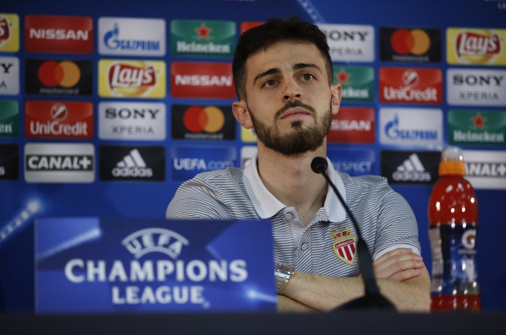 Monaco's Bernardo Silva during the press conference.