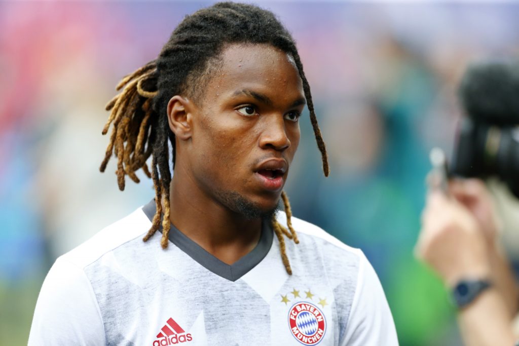 Bayern Munich's Renato Sanches warms up before the match.