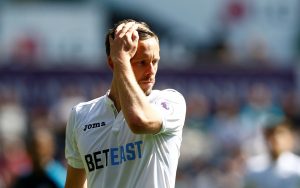 Swansea Citys Gylfi Sigurdsson looks dejected.