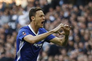 Chelsea's Nemanja Matic celebrates scoring their fourth goal.