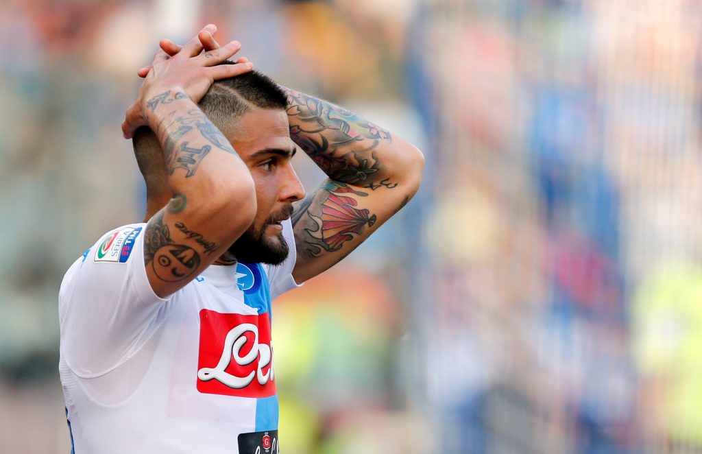 Napoli's Lorenzo Insigne reacts.