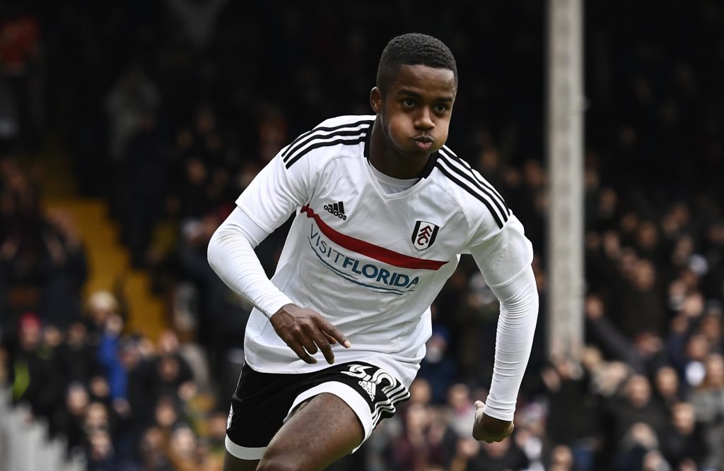 Fulham's Ryan Sessegnon celebrates scoring their third goal.