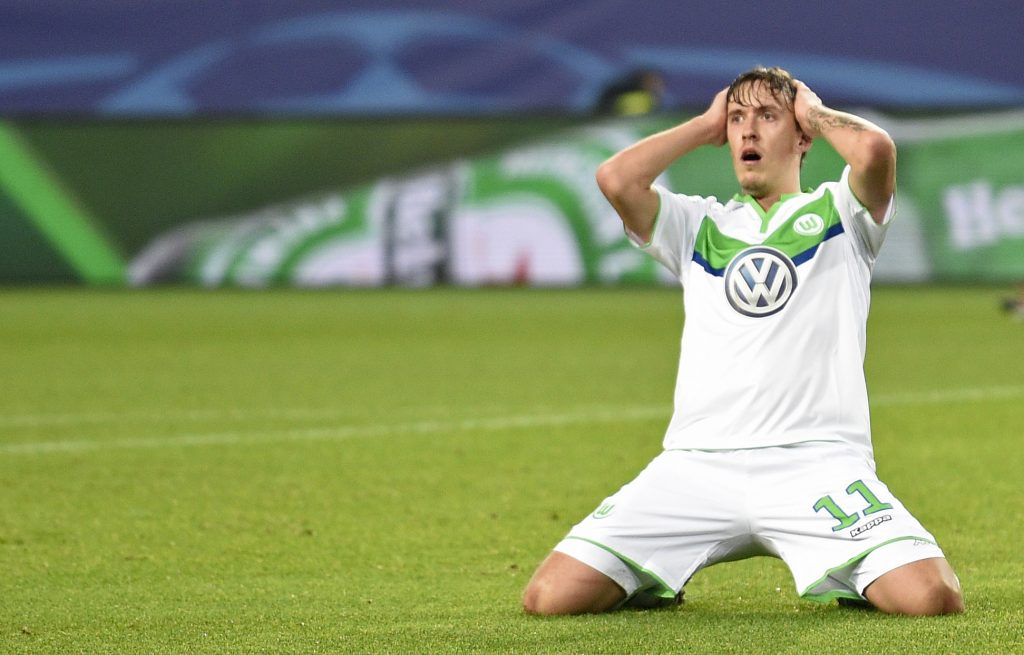 Wolfsburg's Max Kruse looks dejected.