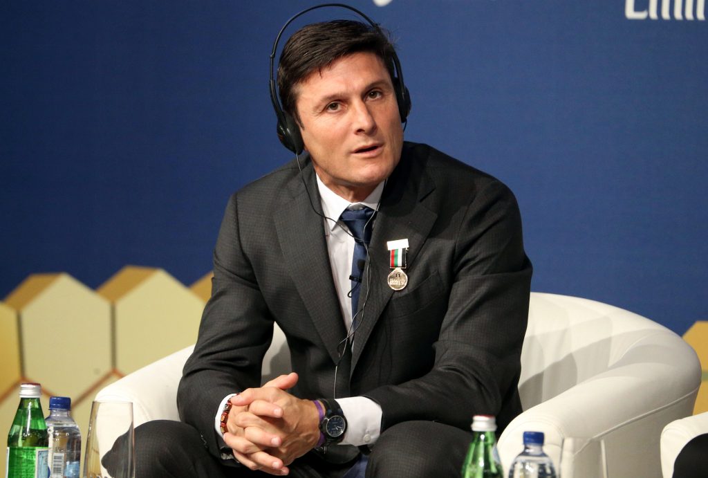Inter Milan Vice President Javier Zanetti takes part in the 11th Dubai International Sports Conference in Dubai.