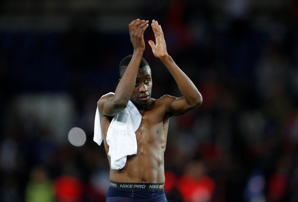 Paris Saint-Germains Blaise Matuidi applauds fan after the match.