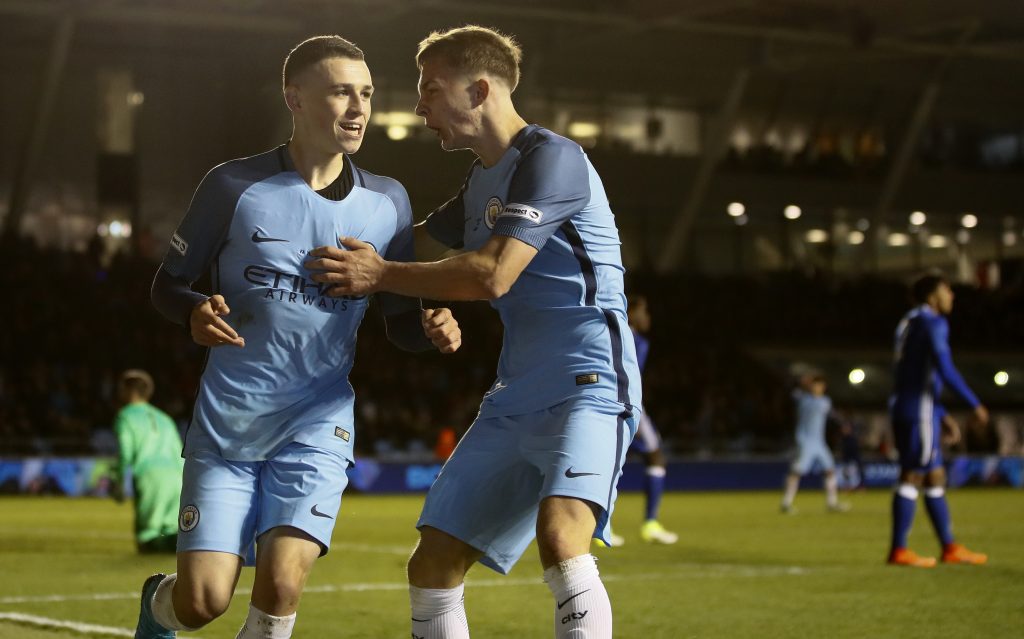 Manchester City's Phil Foden celebrates scoring his sides first goal.