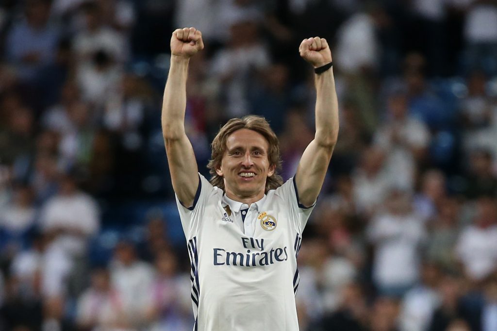 Real Madrid's Luka Modric celebrates after the match.