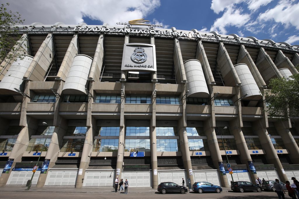 General view outside the Estadio Santiago Bernabeu before the match.