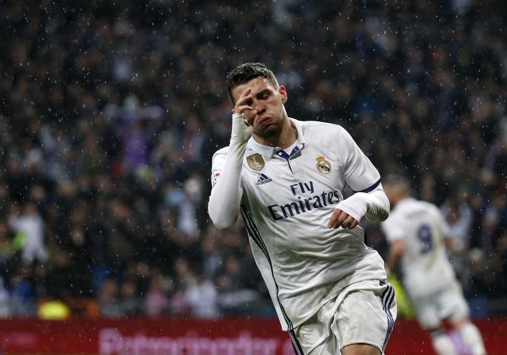 Real Madrid's Mateo Kovacic celebrates scoring a goal.