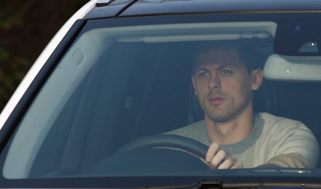 Nemanja Matic arrives for training.
