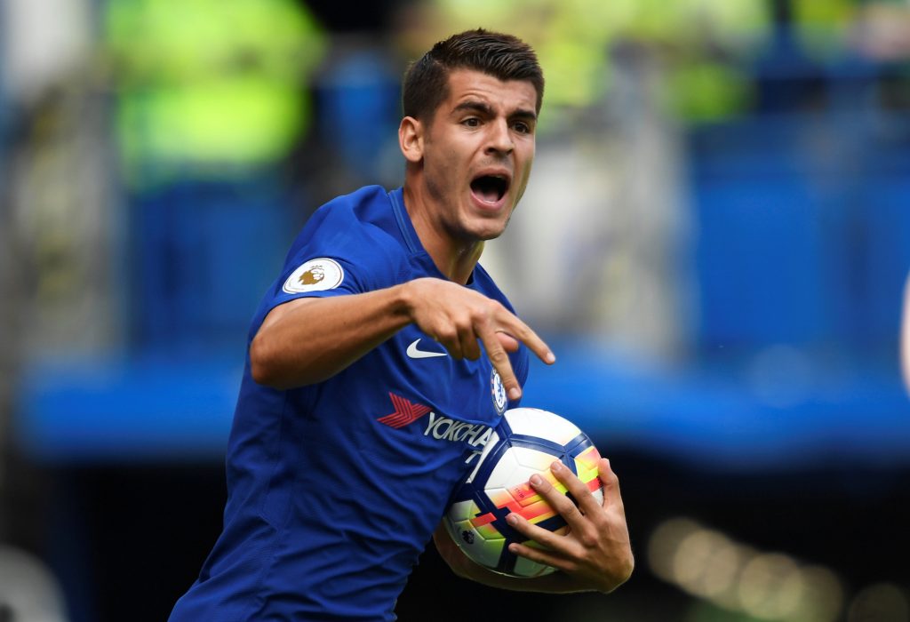 Chelseas Alvaro Morata celebrates scoring their first goal.